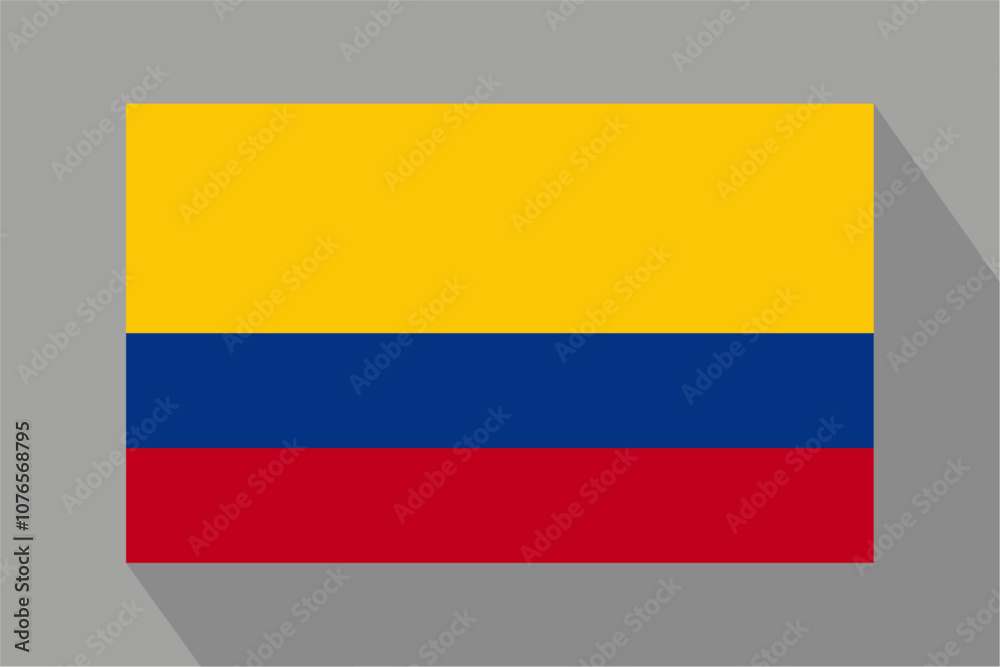 Colombian flag with shadow, vector illustration. The national flag of Colombia. Colombian flag with shadow, vector illustration. The national flag of Colombia.
