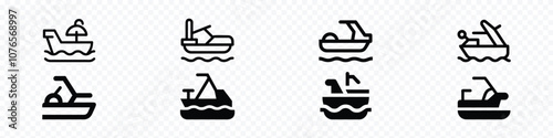 pedalo water boat icon, Pedalo vector icon set. Pedal water boat, Pedalo line icon set. Pedal water boat