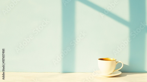 Wallpaper Mural Minimalist Coffee Moment with Morning Sunlight Torontodigital.ca