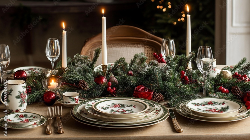 Christmas Table Setting Candles