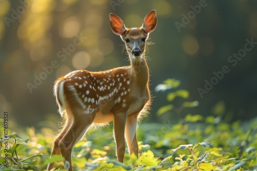 Serene Deer in a Pristine Nature Reserve at Sunrise