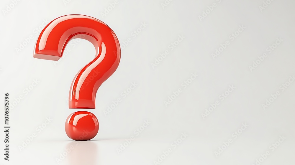 A red question mark on a white background. A red question mark on a white background.