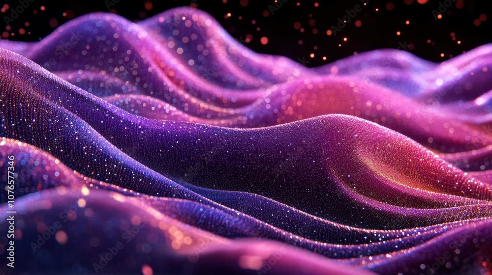 Mesmerizing Purple and Pink Abstract Waves with Glittering Particles Mesmerizing Purple and Pink Abstract Waves with Glittering Particles