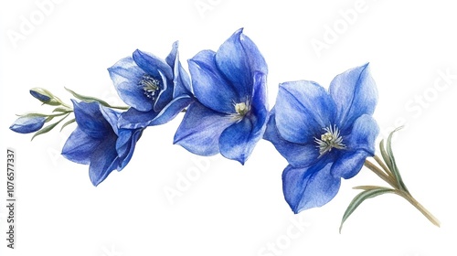 Blue flower. Watercolor hand drawing flora botanical illustration

 photo