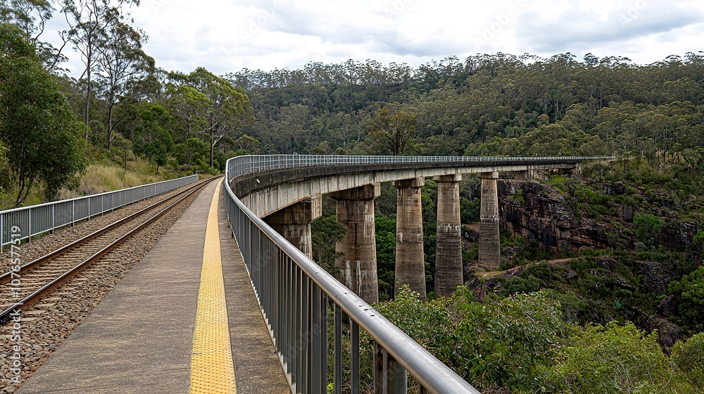Obraz premium Long railway bridge crossing a deep gorge