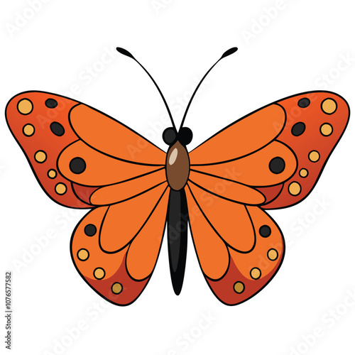 Gulf Fritillary butterfly vector illustrations on a white background.