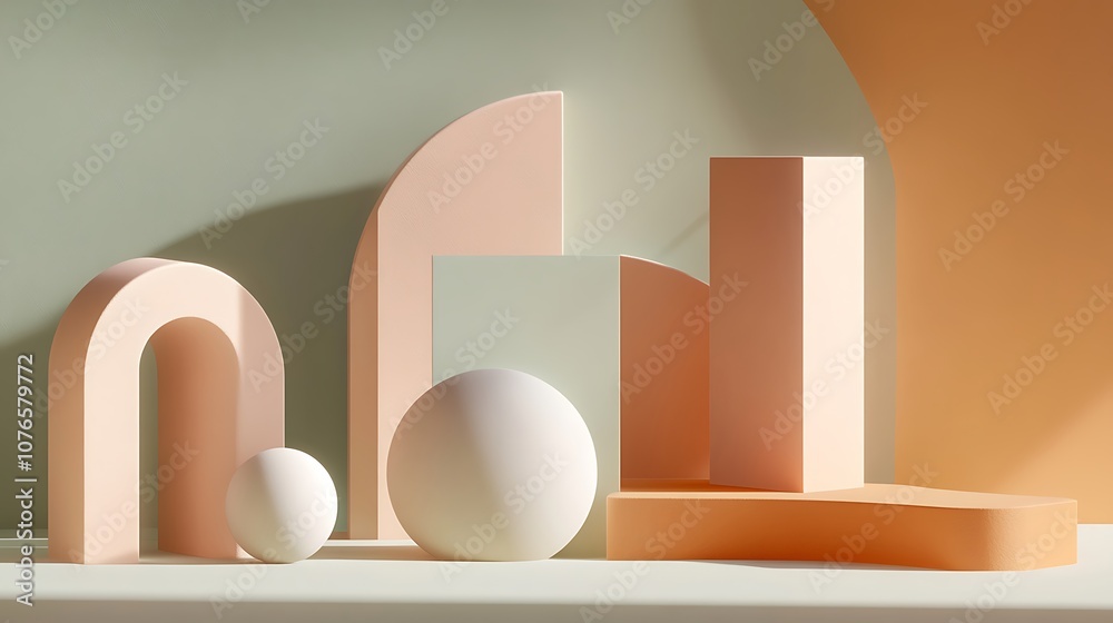 Fototapeta premium Abstract Geometric Shapes in Earthy Tones with Soft Lighting