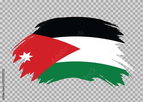 Flag of Jordan with distressed paint stroke brush effect on isolated background