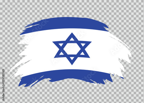 Flag of Israel with distressed paint stroke brush effect on isolated background