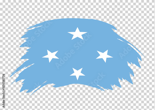 Flag of Federated States of Micronesia with distressed paint stroke brush effect on isolated background