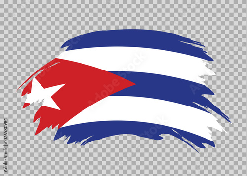 Flag of Cuba with distressed paint stroke brush effect on isolated background