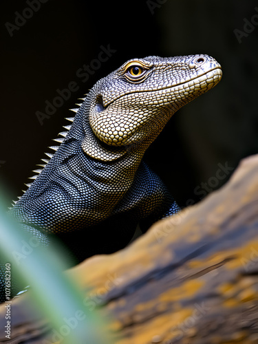 portrait of monitor lizard, Monitor lizards are lizards in the genus Varanus, the only extant genus in the family Varanidae photo