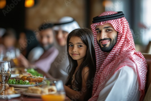 Wallpaper Mural Arab Father and Daughter Enjoying Meal at Restaurant Torontodigital.ca