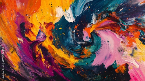 Abstract Colorful Swirl Acrylic Painting Texture Background