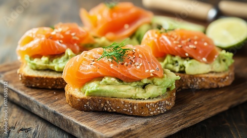 Avocado toast with smoked salmon.