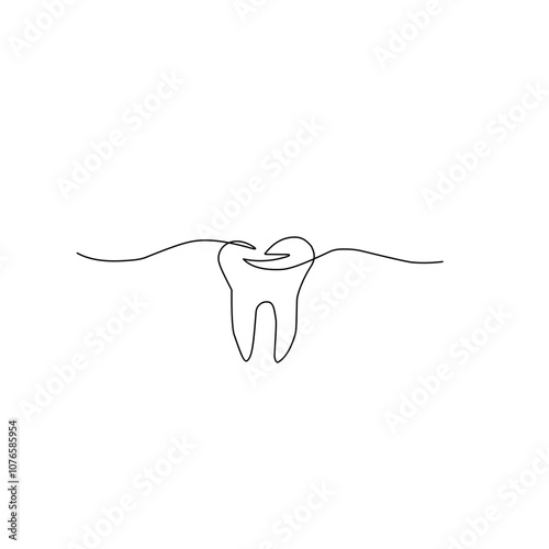 Tooth one line drawing 