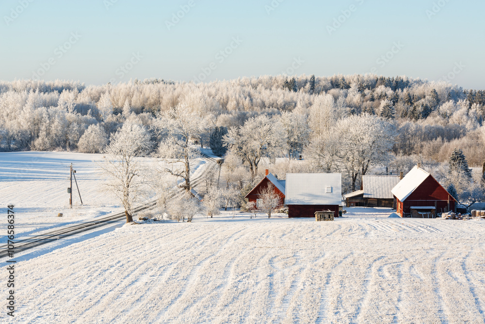 sunny, snowy winter day in the countryside sunny, snowy winter day in the countryside