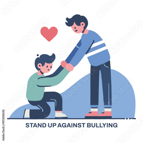 illustration of someone helping others to stand up against bullying