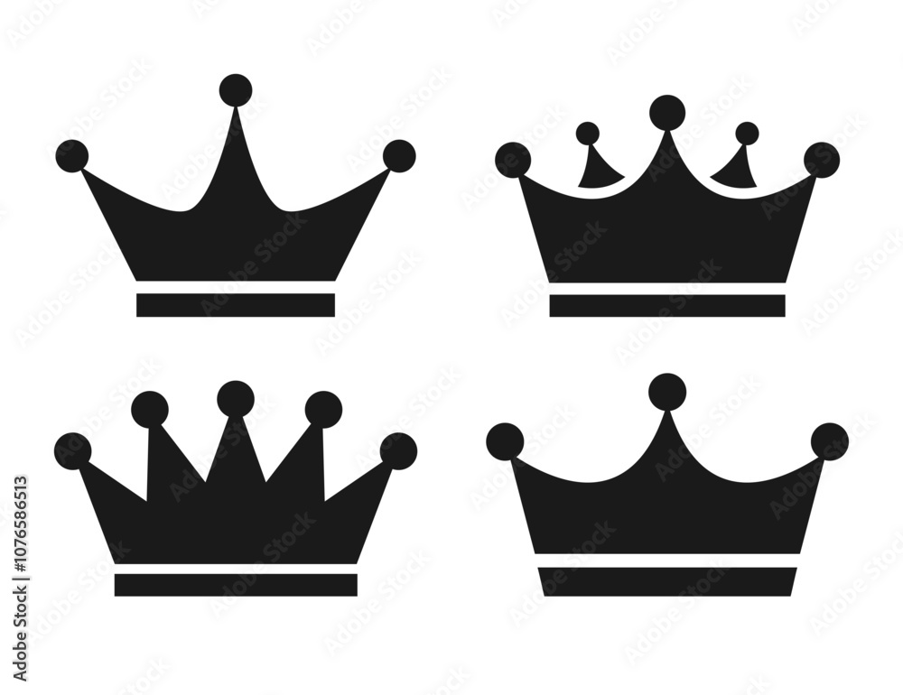 King or queen crown vector icon