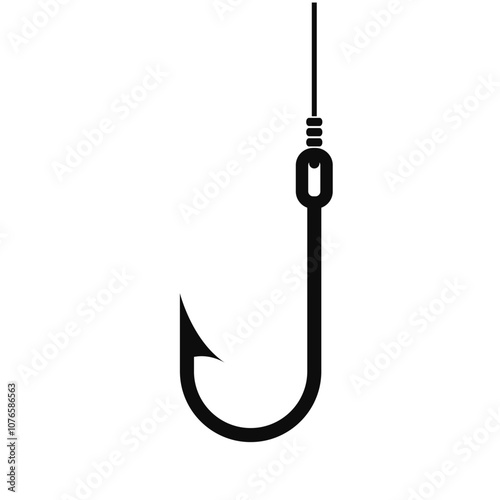 Fish hook with line vector icon