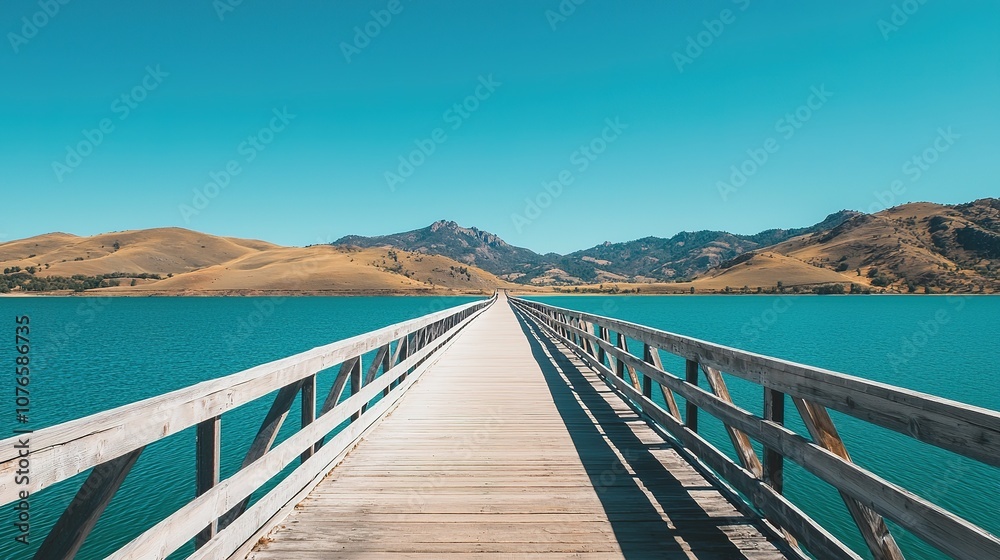 Obraz premium Bridge over a turquoise blue lake
