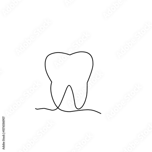 Tooth one line drawing 