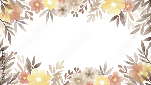 Watercolor floral background. Hand painted floral frame. Vector illustration.