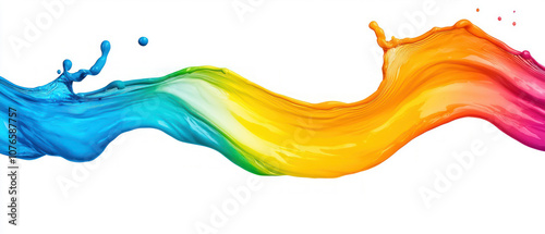 Vibrant splash of colorful paint swirling across a clean white background.