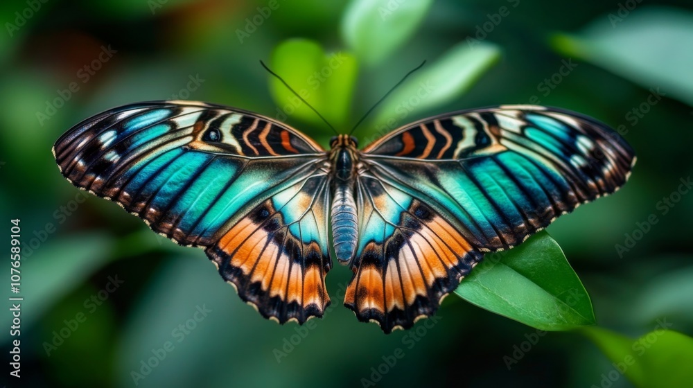 Fototapeta premium Close-up of a butterfly with detailed wings in sharp focus, showing intricate patterns