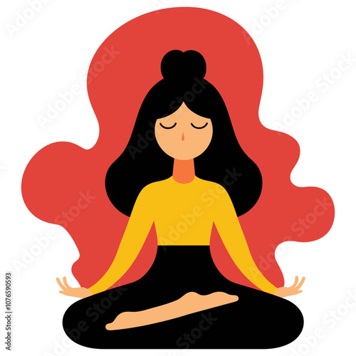 Simple Yoga Pose with Calm Energy Flat Vector Illustration