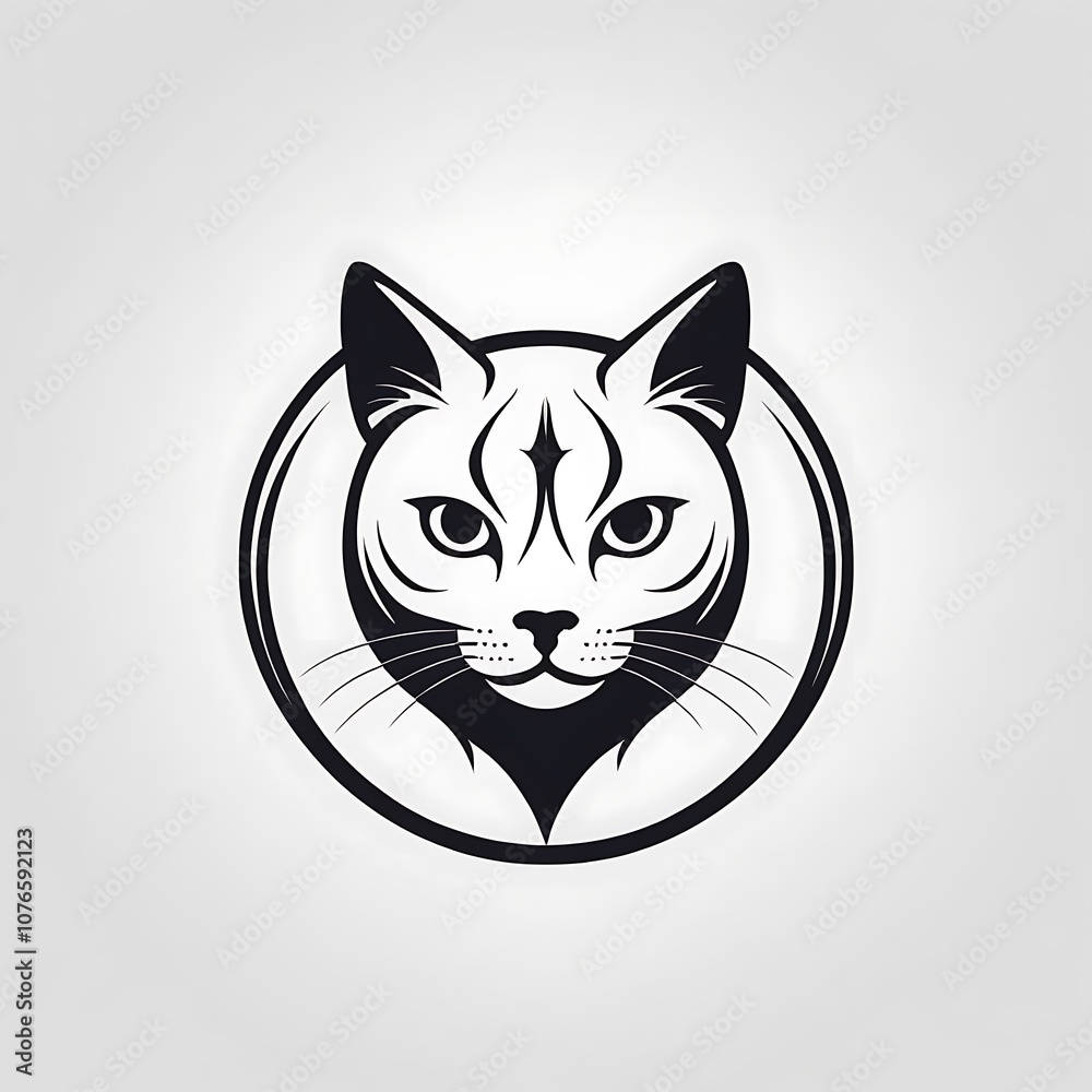 Cat face animal art design logo make solid background image Cat face animal art design logo make solid background image