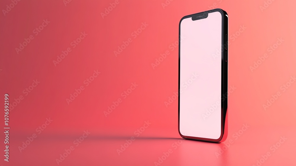 Black smartphone with blank screen on pink background. Black smartphone with blank screen on pink background.