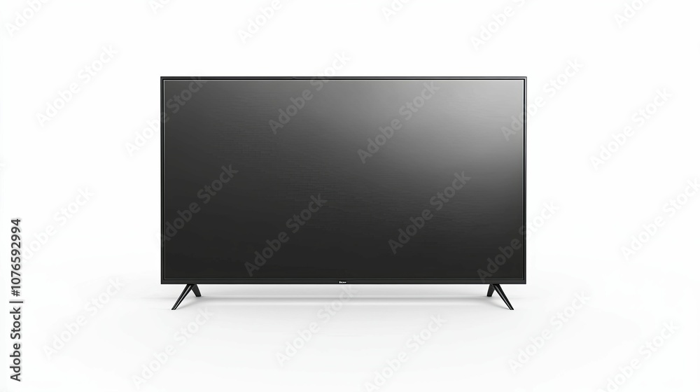 Black Flat Screen Television on White Background Black Flat Screen Television on White Background