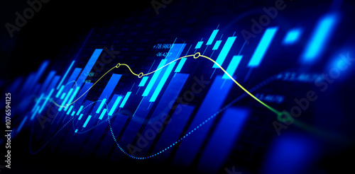 Investment finance chart,stock market business and exchange financial growth graph.	