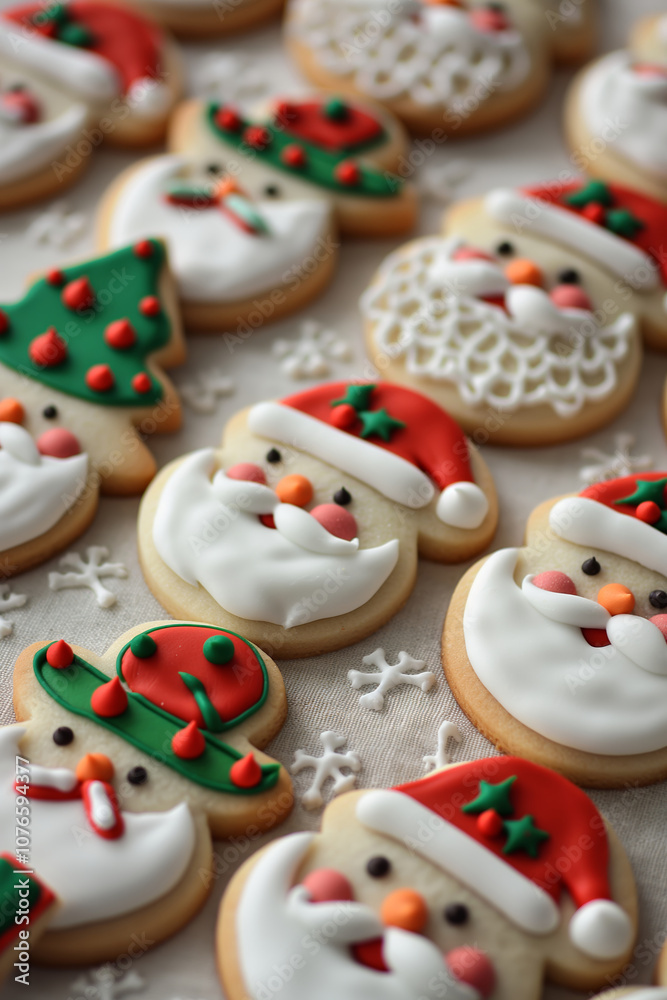 Freshly baked delicious Christmas gingerbread Santa Claus cookies with beautiful winter holidays decorations. Tasty pastry with frosting and sprinkle. Christmas cozy decoration. Freshly baked delicious Christmas gingerbread Santa Claus cookies with beautiful winter holidays decorations. Tasty pastry with frosting and sprinkle. Christmas cozy decoration.