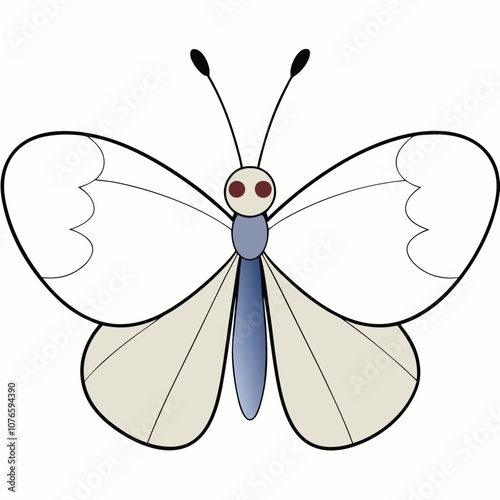 Large White butterfly vector illustrations on a white background.