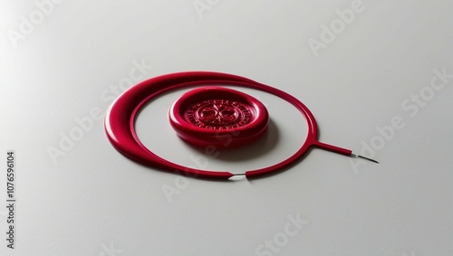 Isolated red wax seal on white with clipping route photo