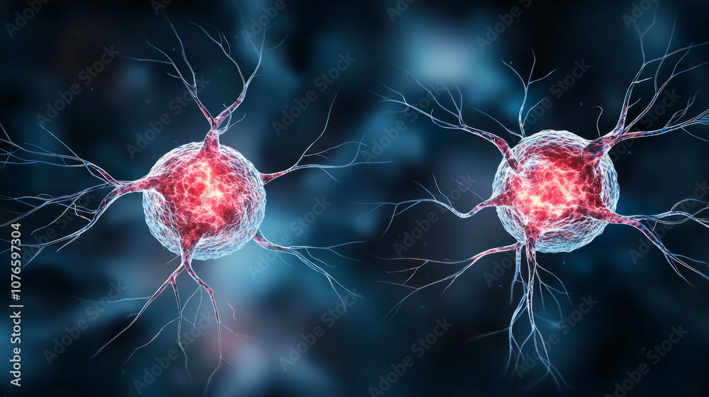 Immune cells interacting, showcasing NK cells and dendritic cells in ...