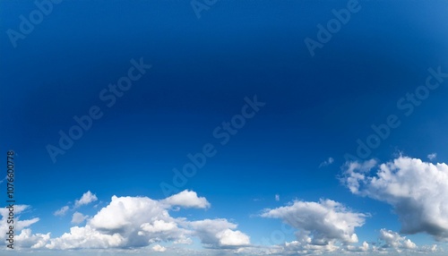 Panorama of a blue sky with white clouds as a backround photo