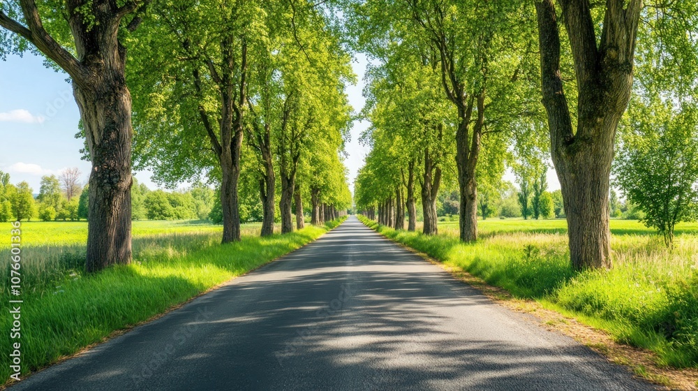 Countryside Road with Tree Lined Path Countryside Road with Tree Lined Path