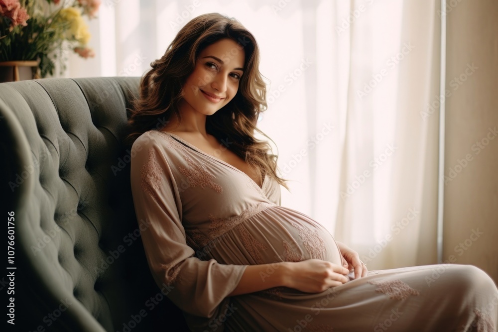 Pregnant woman portrait smiling sitting. Pregnant woman portrait smiling sitting.