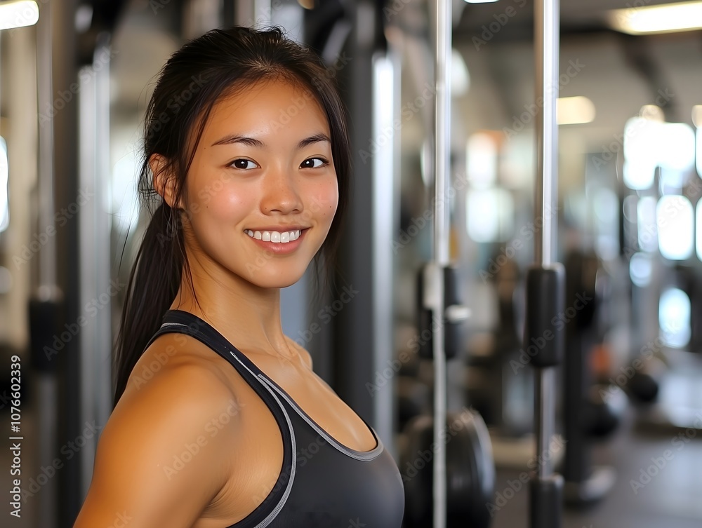 Fototapeta premium Young Gym Woman Asian Fitness Workout Lady