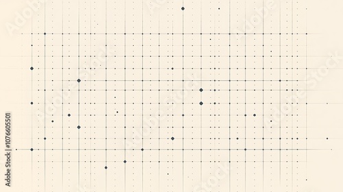 Abstract grid pattern with scattered dots and diamonds