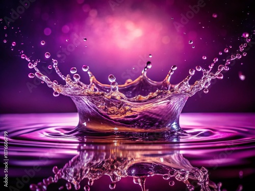 Vintage Style Photography of Water Splashing on a Purple Background with Dramatic Lighting and Retro Aesthetic for Artistic and Creative Projects