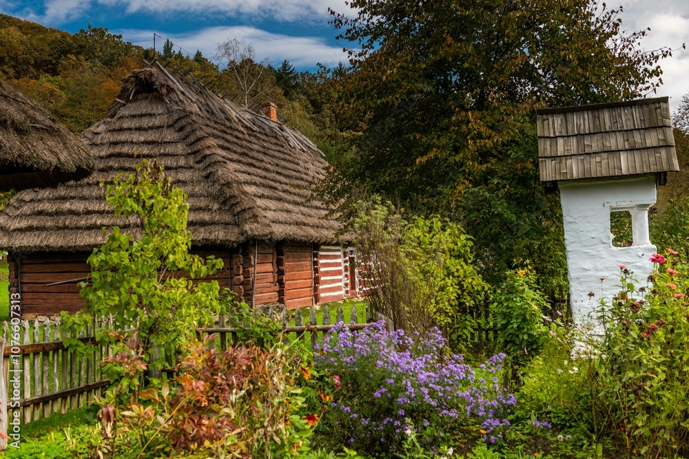 Historic Polish Countryside with Traditional Wooden Houses and Scenic Views Historic Polish Countryside with Traditional Wooden Houses and Scenic Views