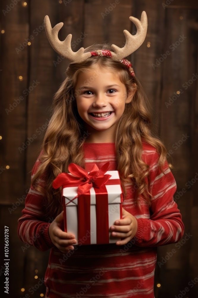 Christmas portrait holding smile. Christmas portrait holding smile.