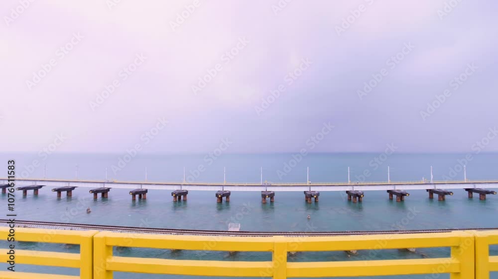 pamban bridge on Palk Strait river in Rameshwaram in tamilnadu india ...