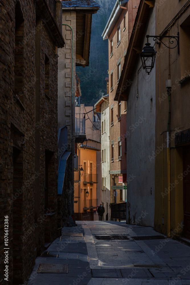 Fototapeta premium old city in Andorra at winter day