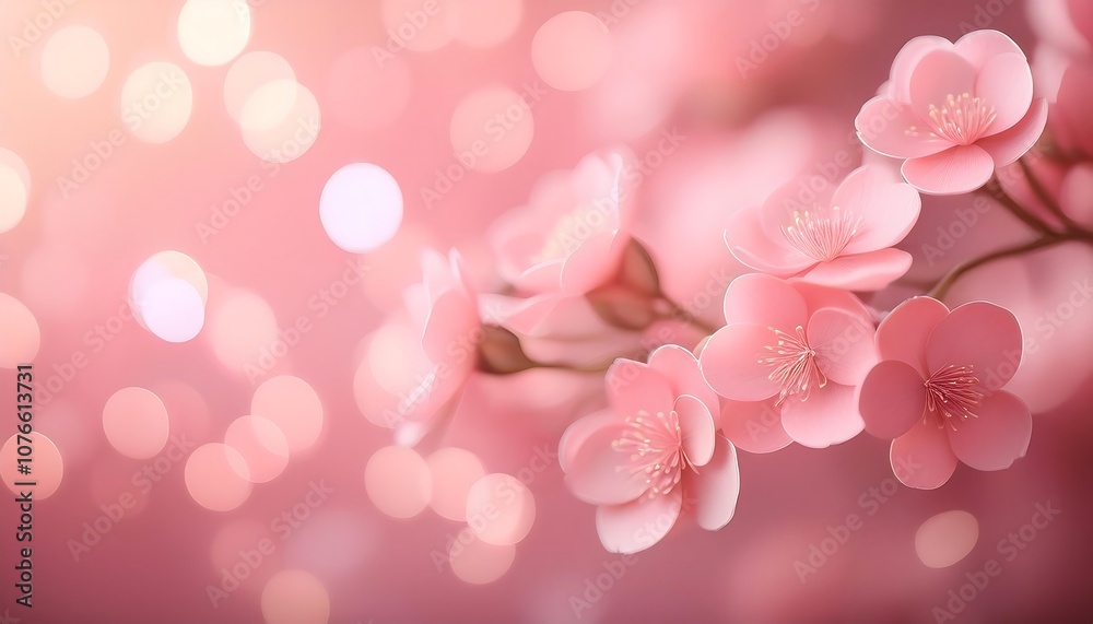 features a pastel pink background and out-of-focus lights that create a sparkling, festive effect.