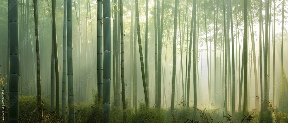 A serene bamboo grove shrouded in mist, with a subtle interplay of light and shadows, creates a mystical atmosphere in this tranquil haven. A serene bamboo grove shrouded in mist, with a subtle interplay of light and shadows, creates a mystical atmosphere in this tranquil haven.
